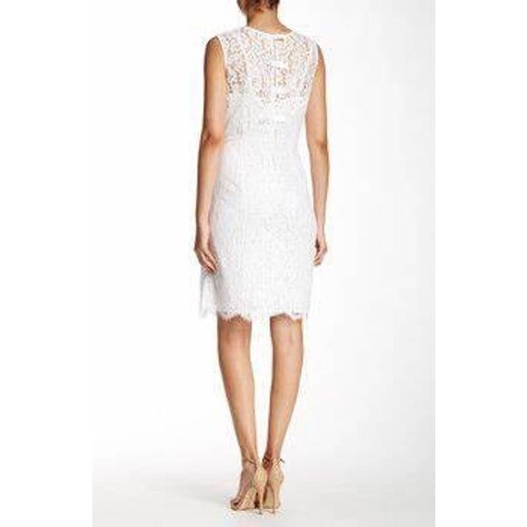 Alexia Admor White Lace Bow Sleeveless Sheath Mini Dress Size Medium - Picture 2 of 10